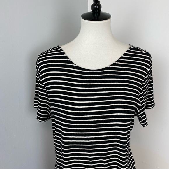 Volcom Black Striped Dayze Dayz Low Back Jersey Dress Sz 14W Plus - Picture 5 of 13